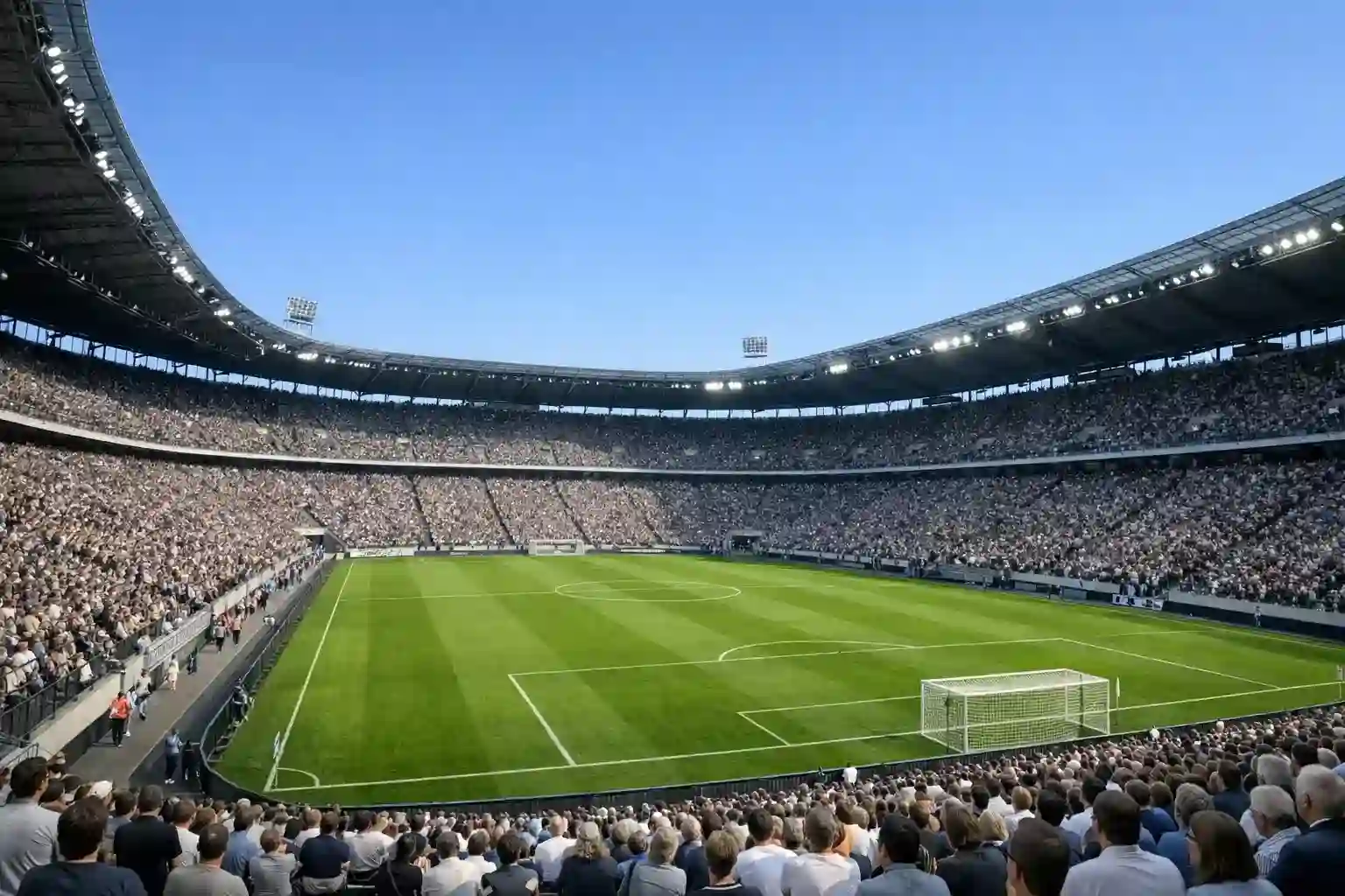 Ausverkauftes Bundesliga-Stadion am Spieltag mit begeisterten Fans