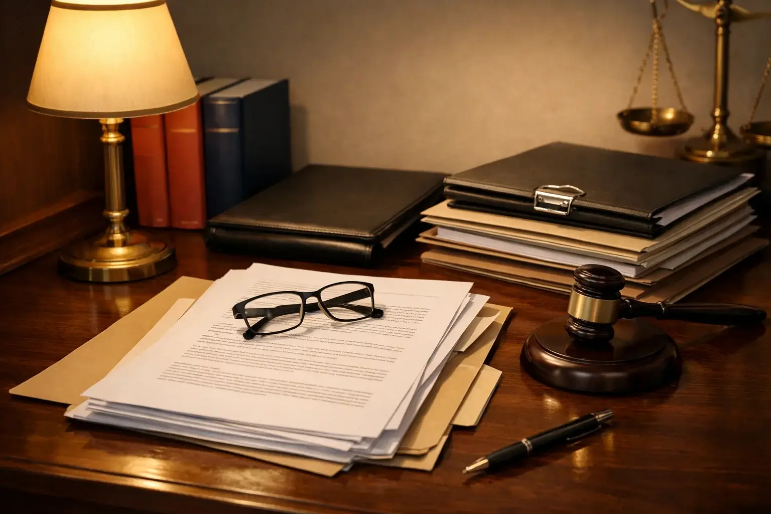 Offizielle Gesetzesdokumente und Akten auf einem Schreibtisch